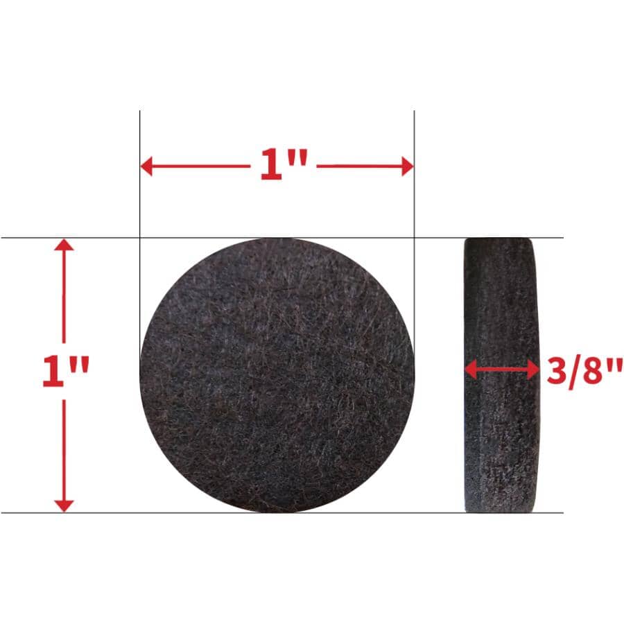 1" Round Super Sliders Felt Pads with Gorilla Glue Technology, Brown - 16 Pack