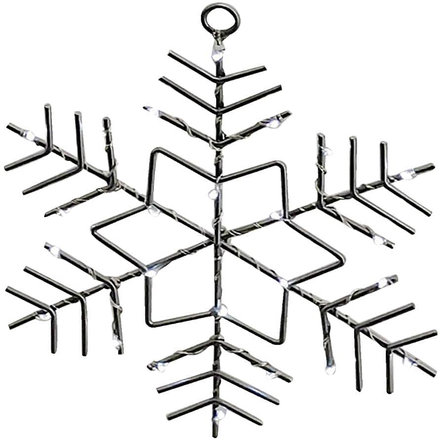 8" Hanging Snowflake Light - 23 LED Cool White Lights + Battery Operated