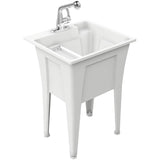 22" x 24" Nova 24 Utility Laundry Tub - with Adjustable Legs + Single Handle Faucet