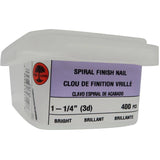 1-1/4" Ardox Spiral Finish Nails - 14 Gauge, 400 Pack