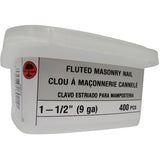 400 Pack 1-1/2" Fluted Concrete Nails