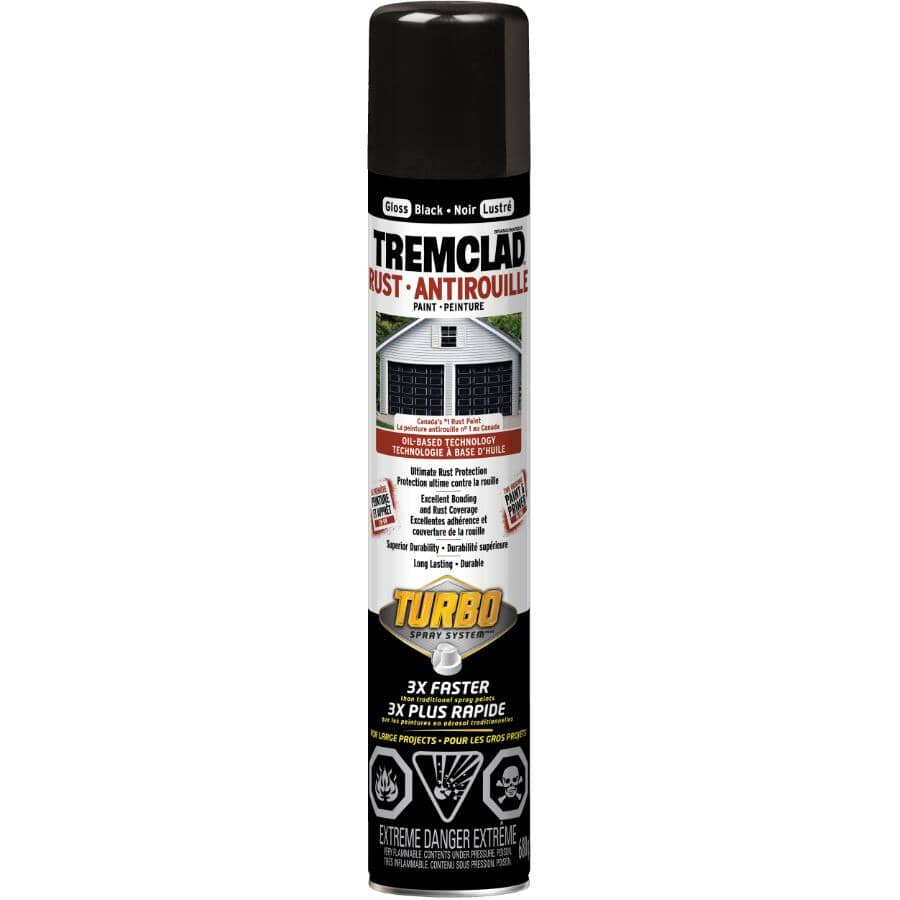 Turbo Rust Spray Paint - Gloss Black, 680 g