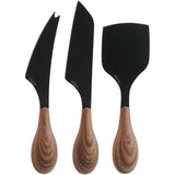 3 Piece Black Stainless Steel Cheese Knife Set