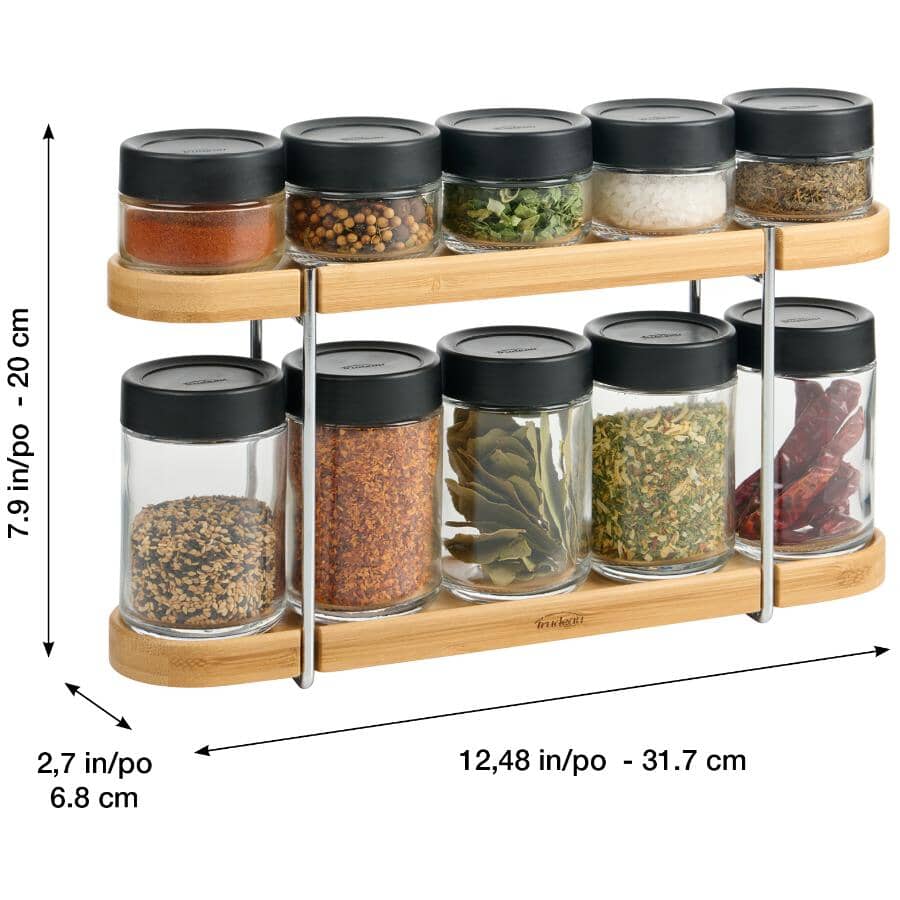 Compact Glass Spice Rack with 10 Jars