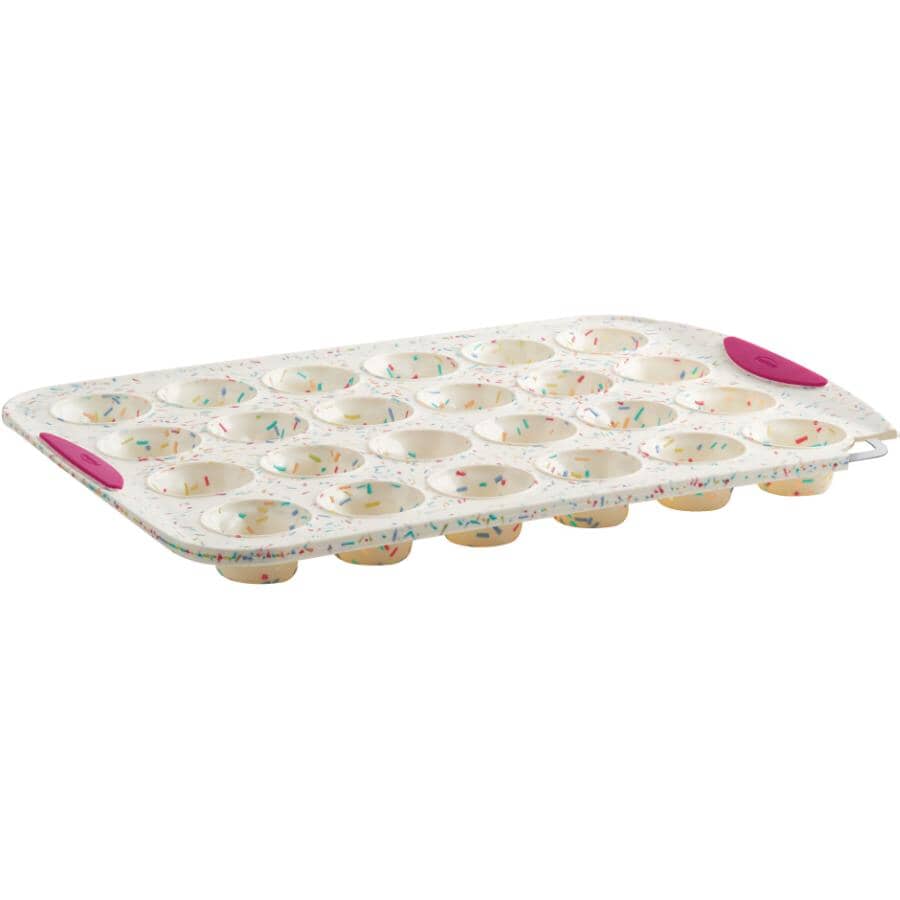 Silicone Mini Muffin Pan - White Confetti, 24 Cup