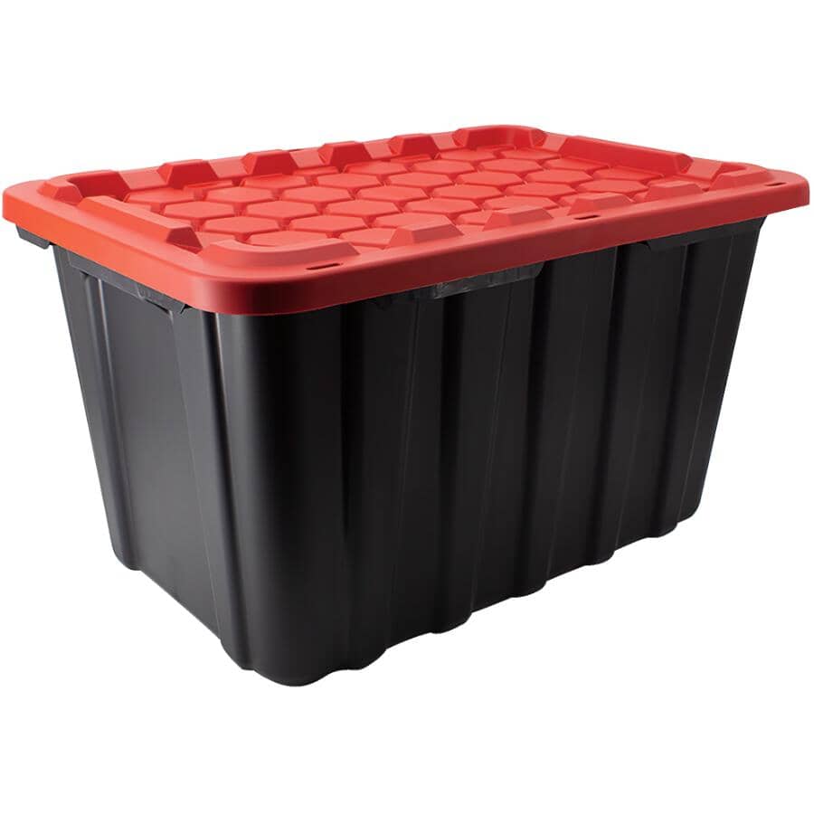 102 L Heavy Duty Storage Box - Black with Red Lid