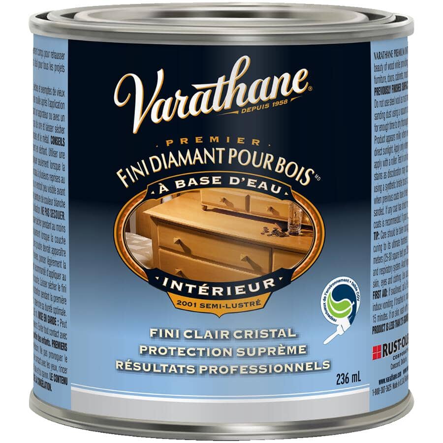 Premium Interior Diamond Wood Finish - Crystal Clear Semi-Gloss, 236 ml