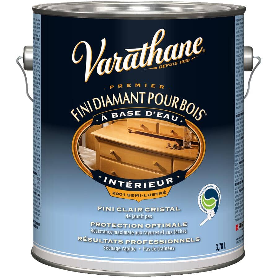 Premium Interior Diamond Wood Finish - Crystal Clear Semi-Gloss, 3.78 L