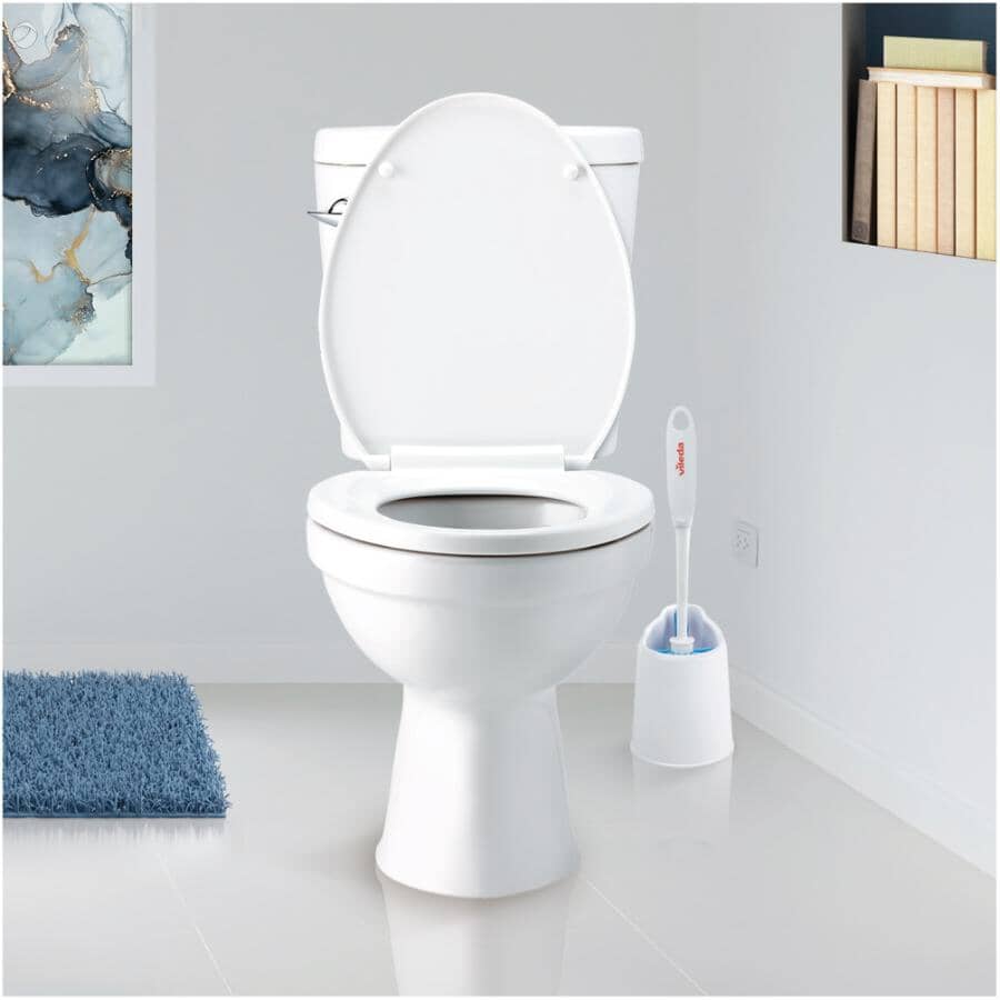 Deluxe Powerfibres Toilet Brush & Caddy - White