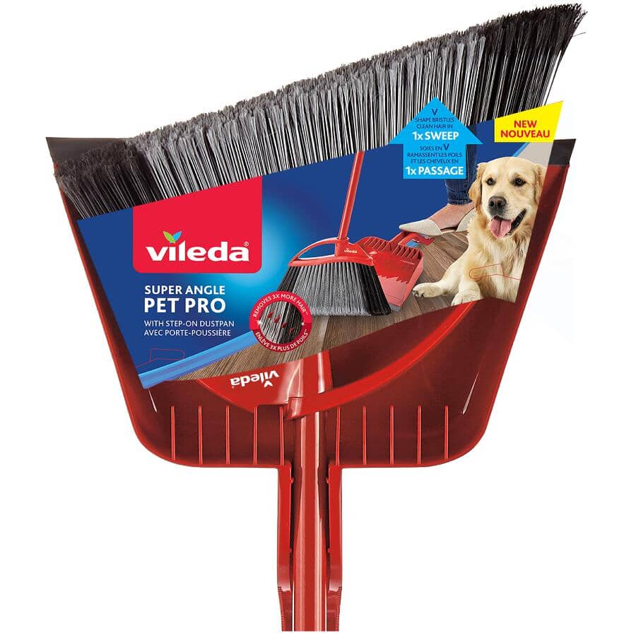 Super Angle Pet Pro Angle Broom with Step-On Dust Pan