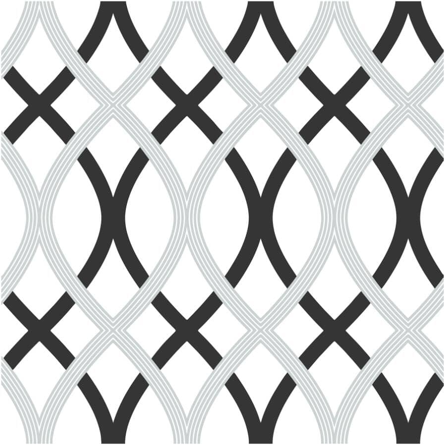 Lattice Peel & Stick Wallpaper - Black & Grey, 20.5" x 18'