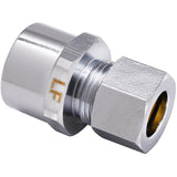 1/2" Copper Sweat x 3/8" Outside Diameter Compression Brass Connector - Chrome Plated