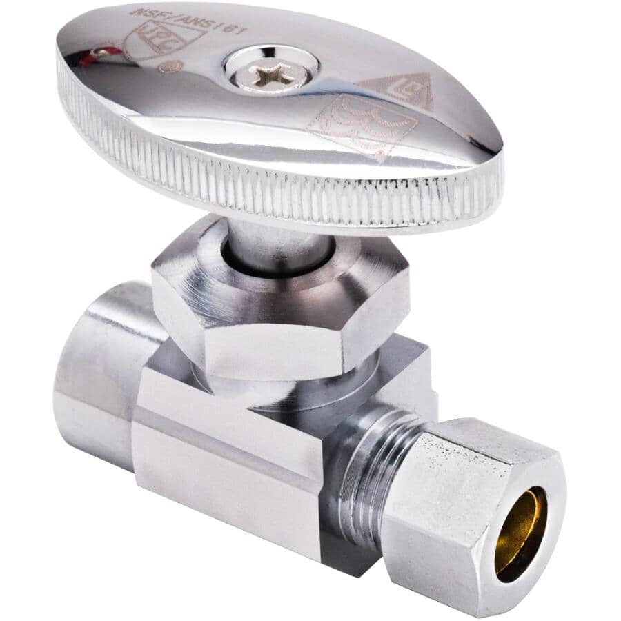 1/2" Copper Sweat x 3/8" Outside Diameter Compression Straight Stop Valve