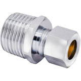 1/2" MPT x 3/8" Outside Diameter Compression Brass Connector - Chrome Plated