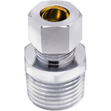 1/2" MPT x 3/8" Outside Diameter Compression Brass Connector - Chrome Plated