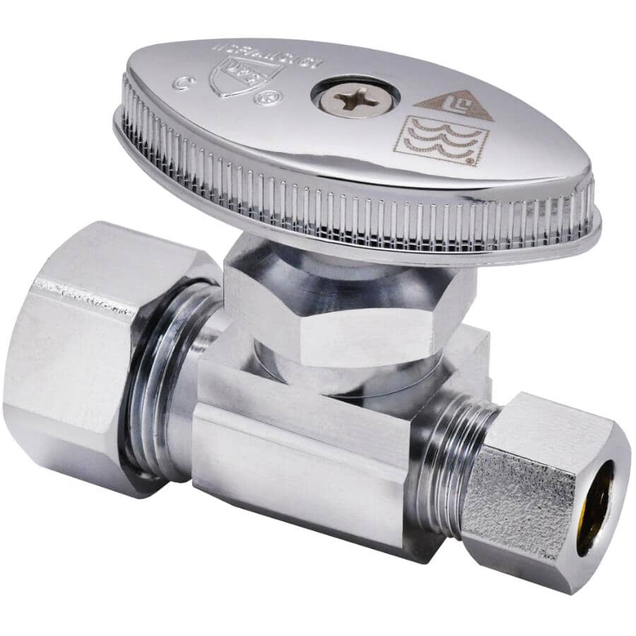 1/2" Nominal Compression x 3/8" Outside Diameter Compression Straight Stop Valve