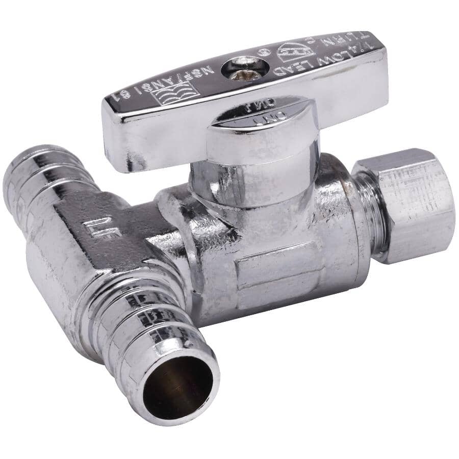 1/2" PEX x 1/2" PEX x 1/4" Compression Icemaker Tee Valve