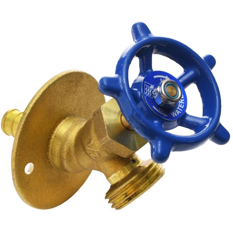 1/2" PEX x 3/4" Male Garden Hose Thread Bibb Sillcock Valve - with Flange