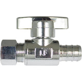 1/2" PEX x 3/8" Compression Brass Quarter-Turn Straight Stop Valve