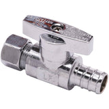 1/2" PEX x 3/8" Compression Brass Quarter-Turn Straight Stop Valve
