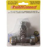 1/2" Push Fit x 1/2" Push Fit x 3/8" Compression Push 'N' Connect Tee Stop Valve