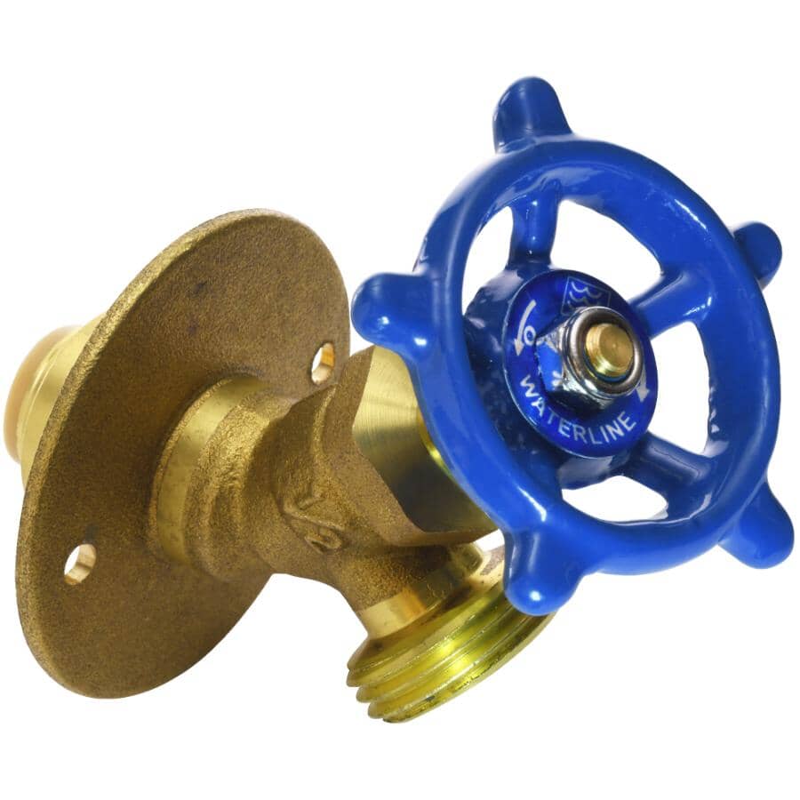 1/2" Push Fit x 3/4" Male Garden Hose Thread Hose Bibb Sillcock Valve - with Flange