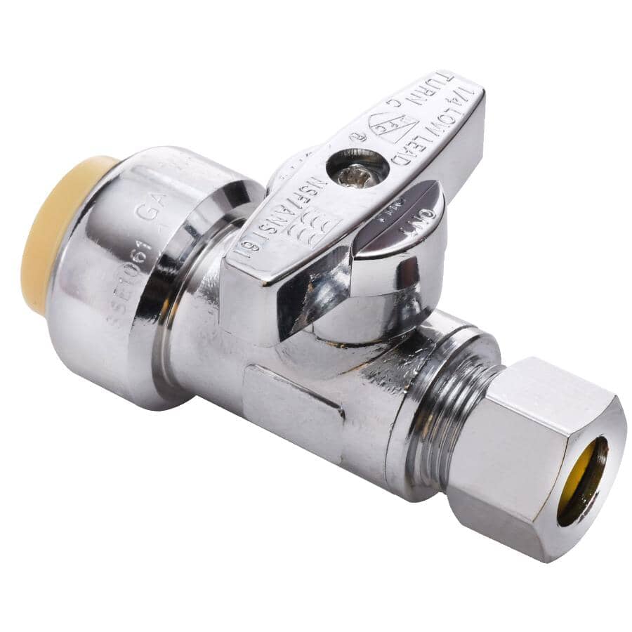 1/2" Push Fit x 3/8" Compression Push 'N' Connect Straight Supply Stop Valve