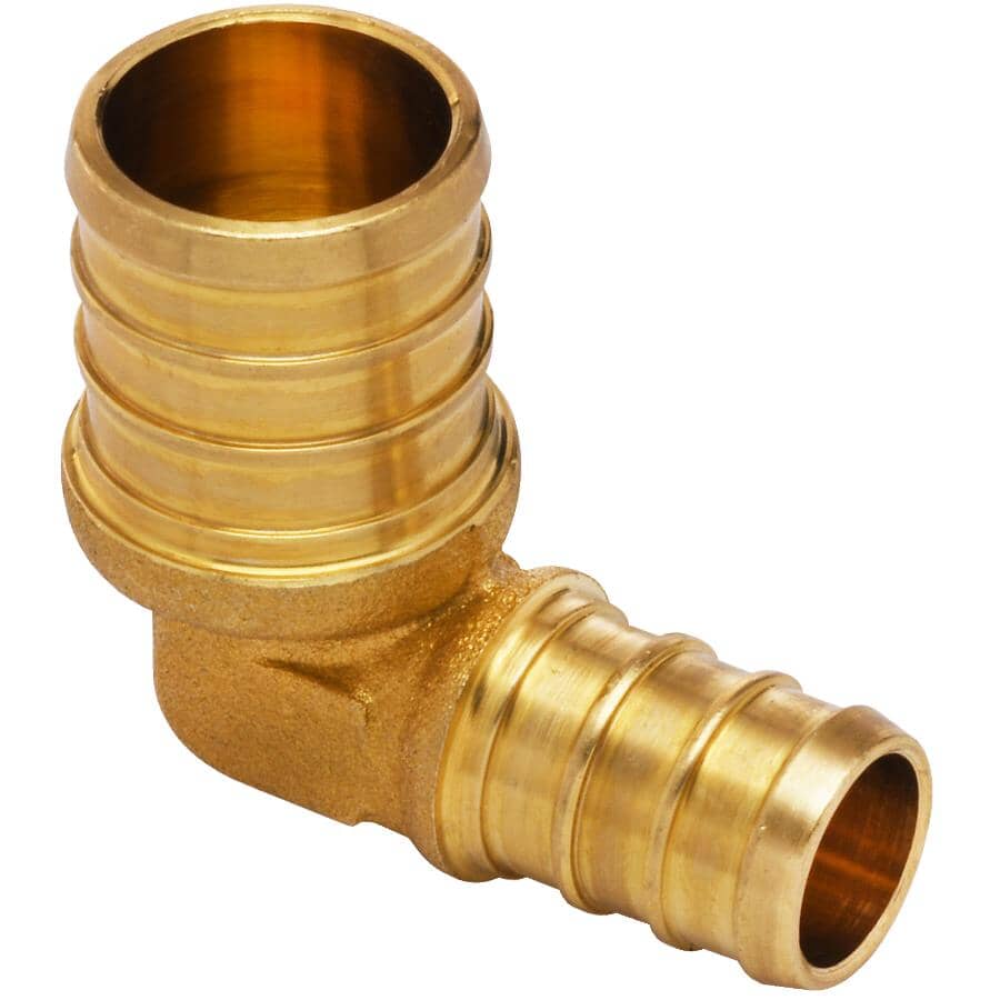 3/4" PEX x 1/2" PEX Brass 90 Degree Reducing Elbow