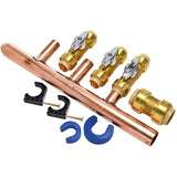 3/4" Push Fit Inlet x 1/2" Push Fit Push 'N' Connect 3 Branch Closed End Manifold with Valves