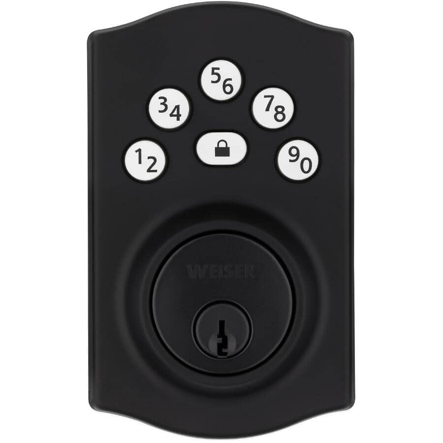 Elements Electronic Deadbolt Lock - Matte Black with Traditional Keypad Design