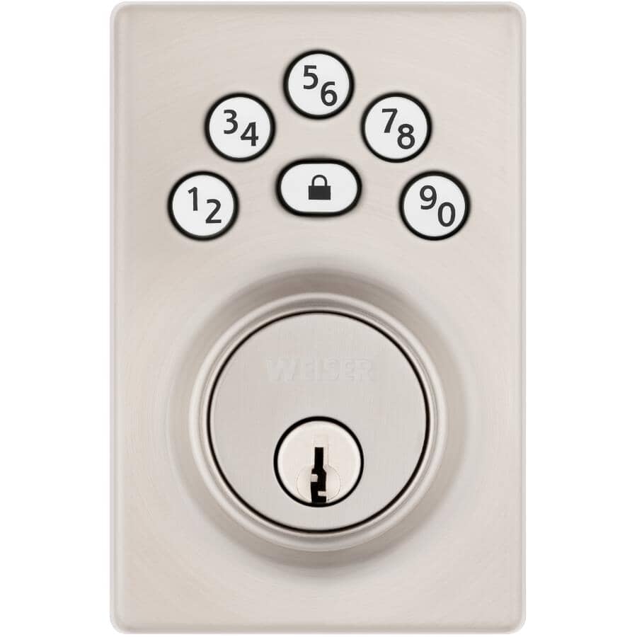 Elements Electronic Deadbolt Lock - Satin Nickel with Contemporary Keypad Design