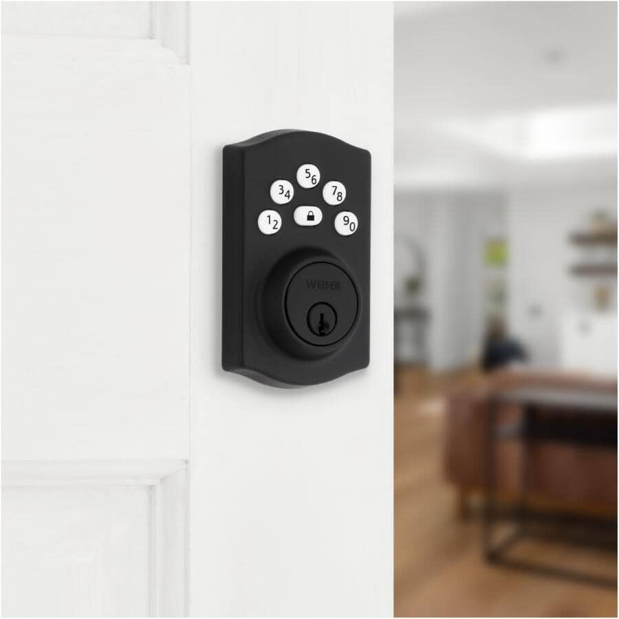 Elements Electronic Deadbolt Lock - Matte Black with Traditional Keypad Design