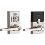 Smartcode Electronic Entrance Leverset – Satin Nickel, Keyless Entry + Keypad and SmartKey Technology