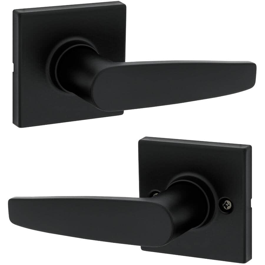 Winston Safe Lock Passage Door Leverset - Matte Black