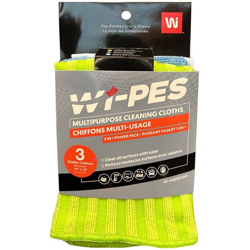 Premium Microfibre Glass Cleaning Cloths - Assorted Colours, 3 Pack