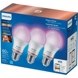 8.8W A19 Medium Base Frosted Full Colour & Tunable Smart LED Light Bulbs - 3 Pack
