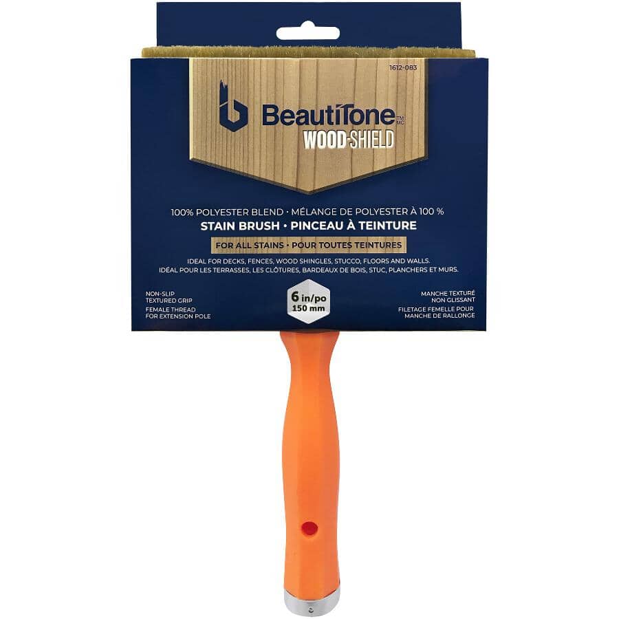 Staining & Painting Polyester Flat Block Brush - with Threaded Handle, 6"/150 mm