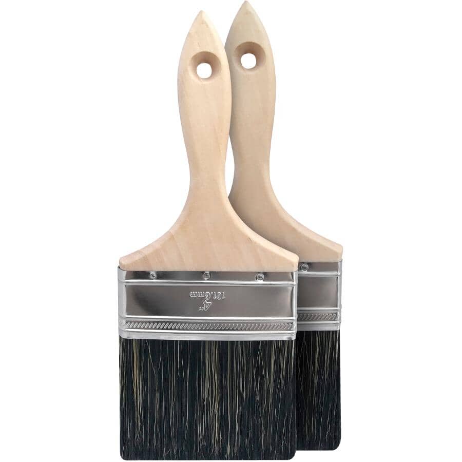 Staining & Painting Polyester Flat Brushes - 4"/100 mm, 2 Pack
