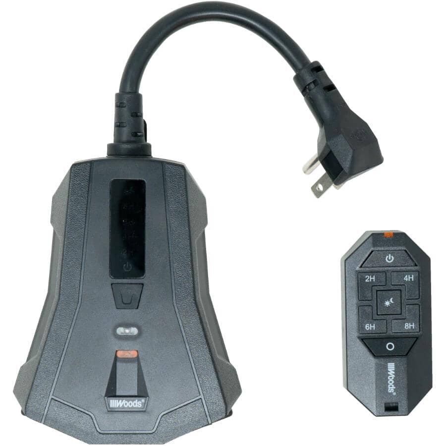 Outdoor Wireless Remote Control Timer - with Photocell, 3 Plug