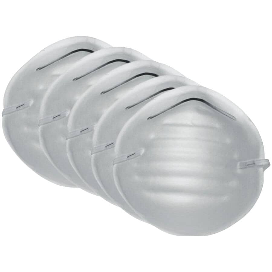 Disposable Dust Face Masks - with Flexible Nose Piece, 5 Pack