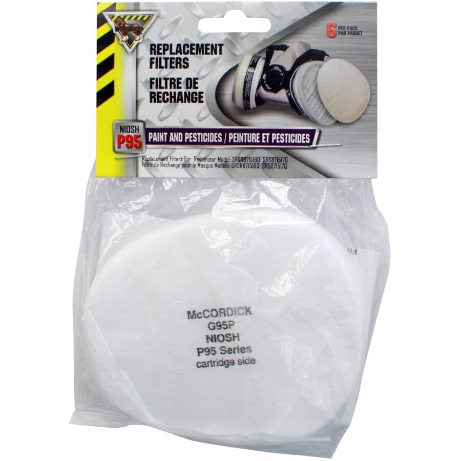 NIOSH P95 Replacement Filters - Paint & Pesticides, 6 Pack