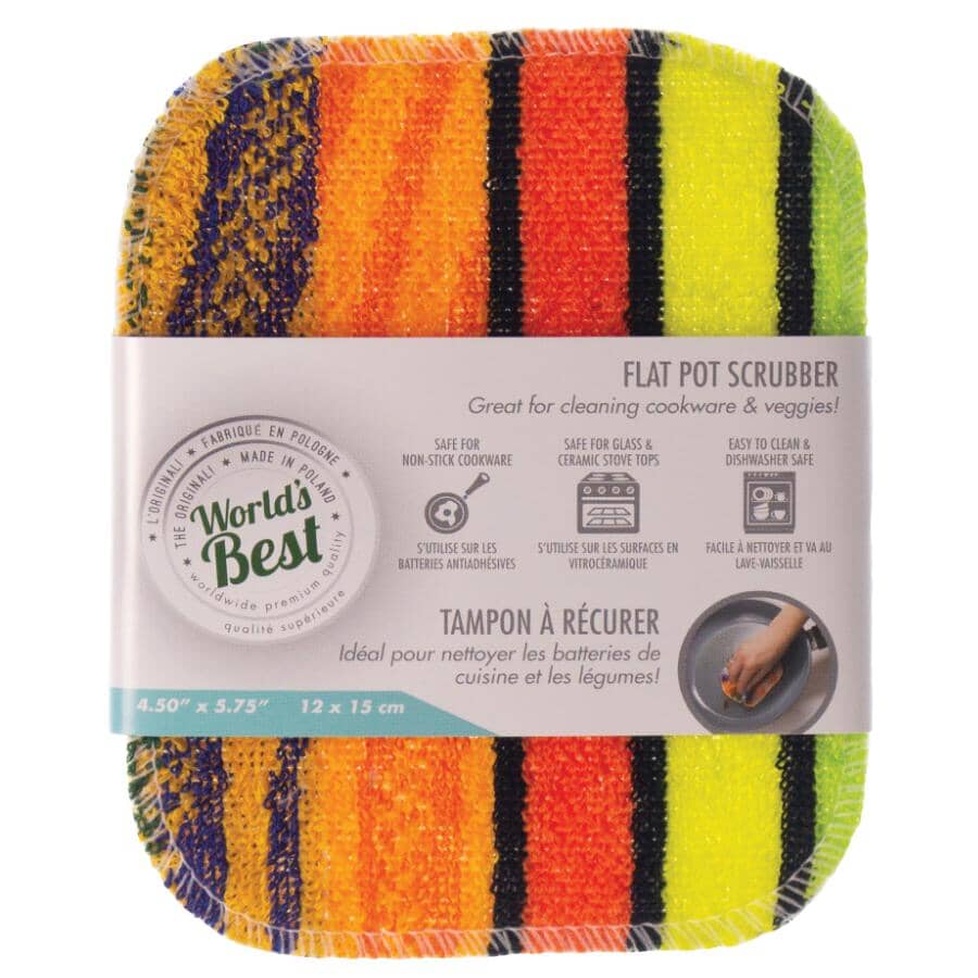 Flat Pot Scrubber - Multicolour, 4.5" x 5.75"