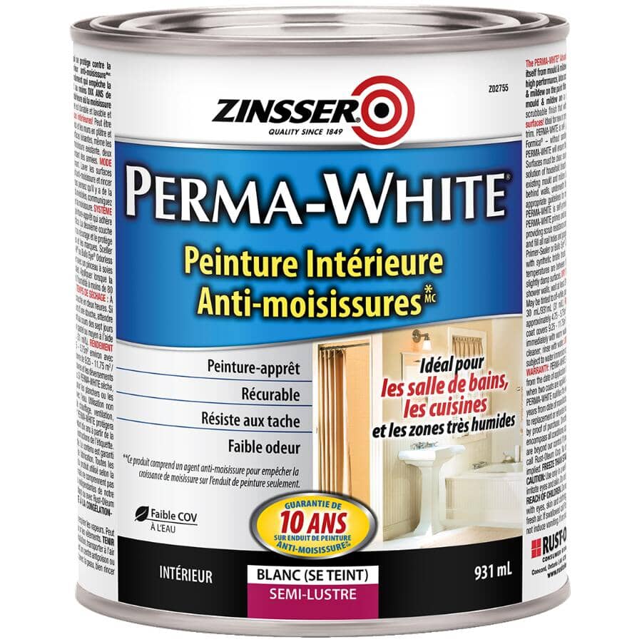 Perma-White Mould & Mildew-Proof Interior Paint - Semi Gloss, 931 ml